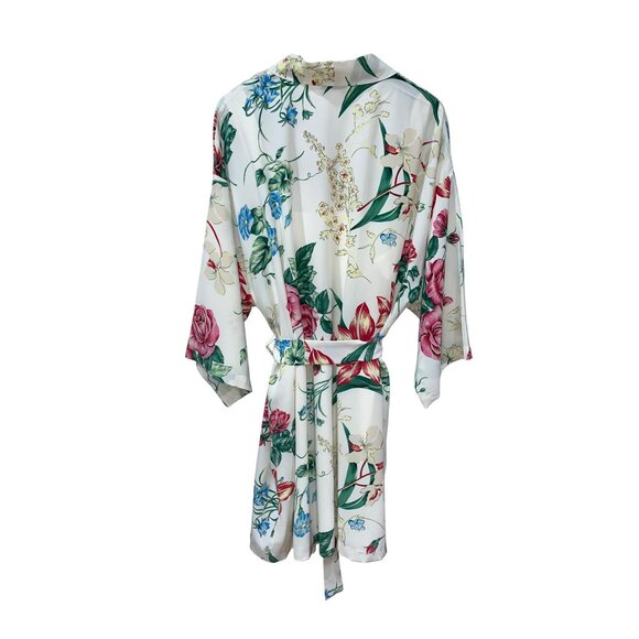 New Natori Private Label White & Floral Print Sleepwear Set With Chemise & Robe - Picture 2 of 11